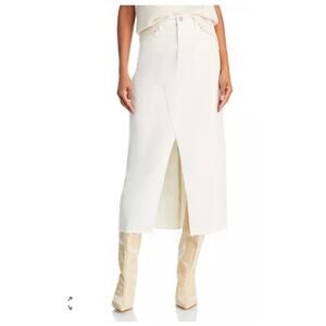 EUC FRAME The Midaxi Denim Skirt Ecru Front Slit Midi sz: 26